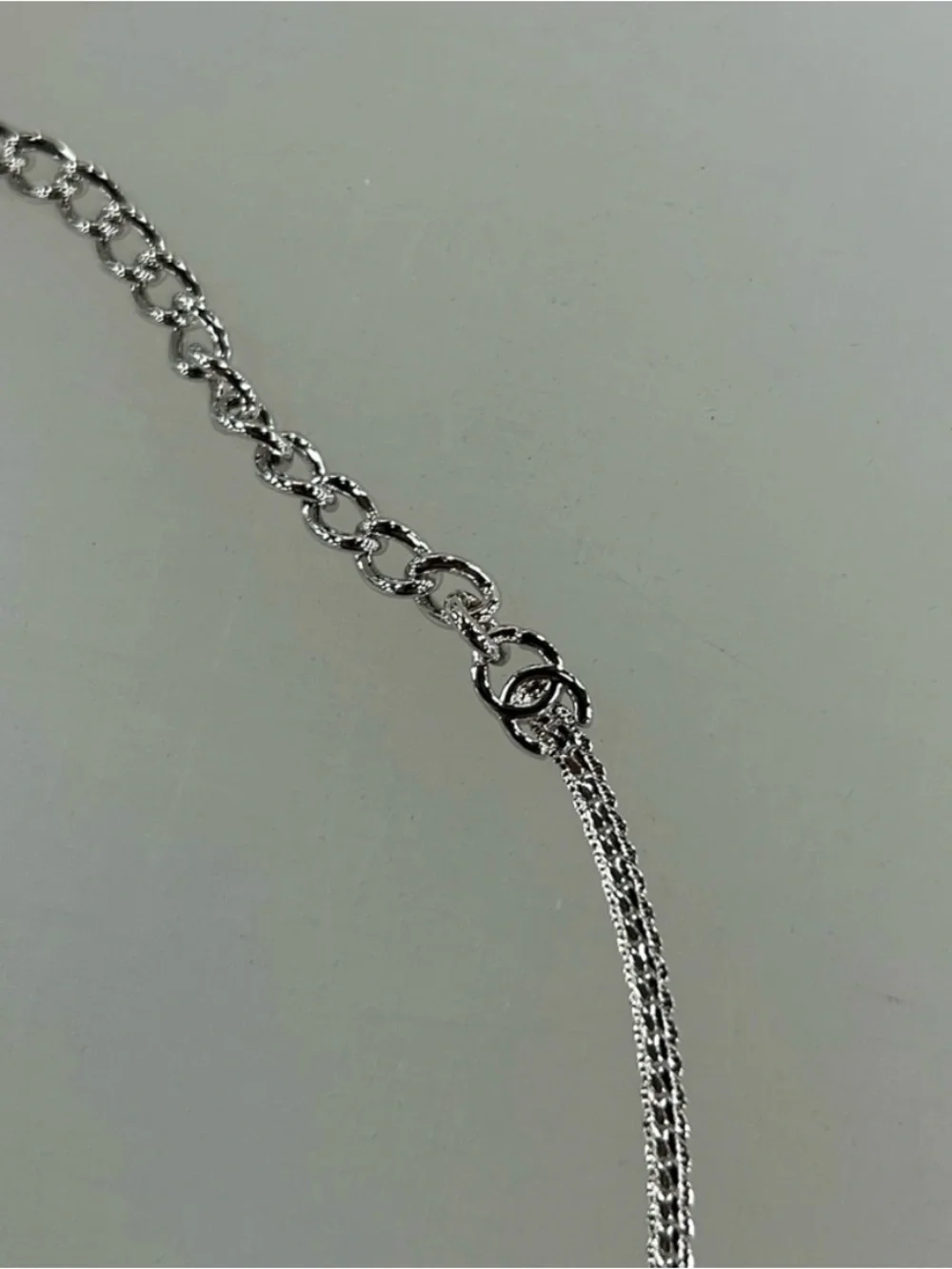 Silver Chanel CC Choker Necklace
